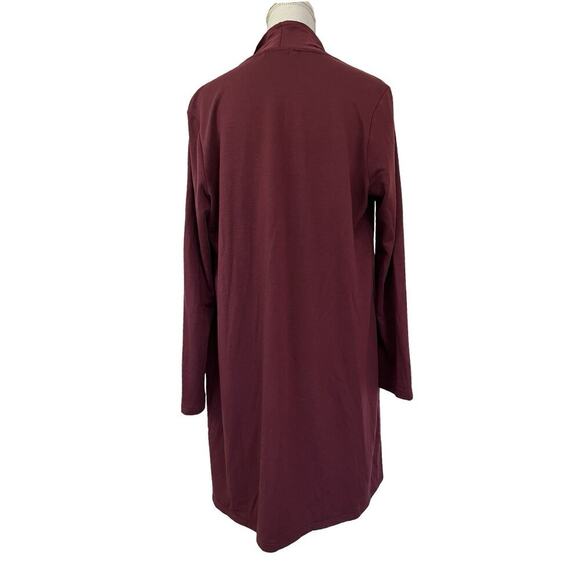 J Jill Luxe Tencel Draped Open Front Cardigan Size M Red Loungewear Travel - Picture 2 of 7
